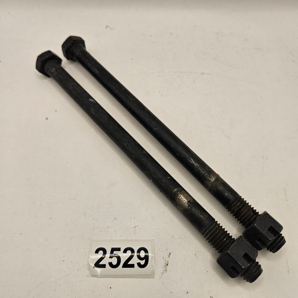 (2) HEAVY DUTY HEX BOLTS GRADE 9.8 HIGH STRENGTH STEEL ~10” LONG W/ CASTLE NUTS